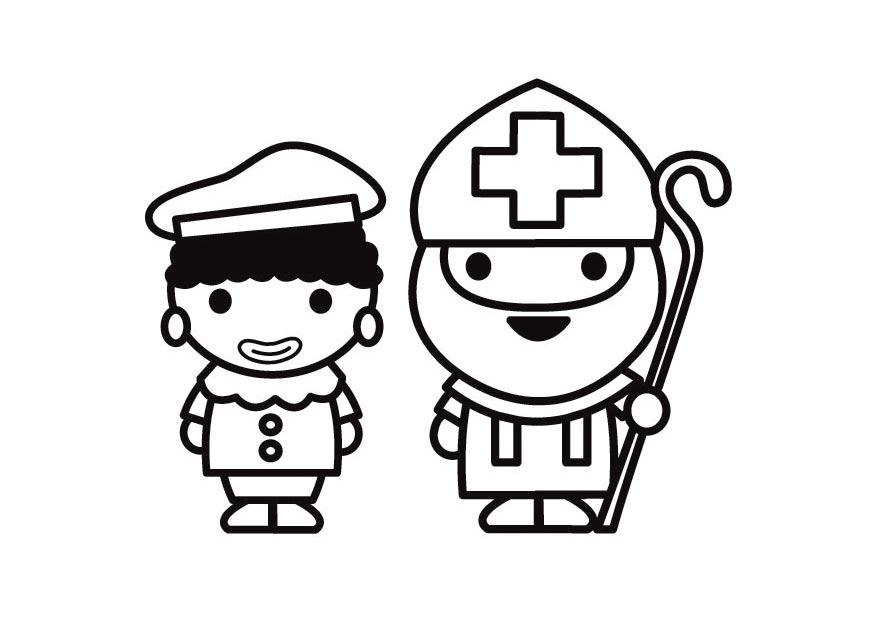 Malvorlage  nikolaus und schwarzer piet
