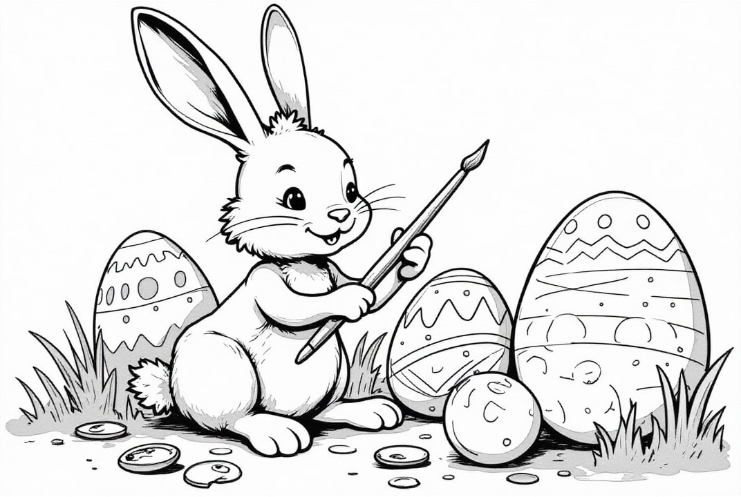 Malvorlage  osterhase bemalt eier