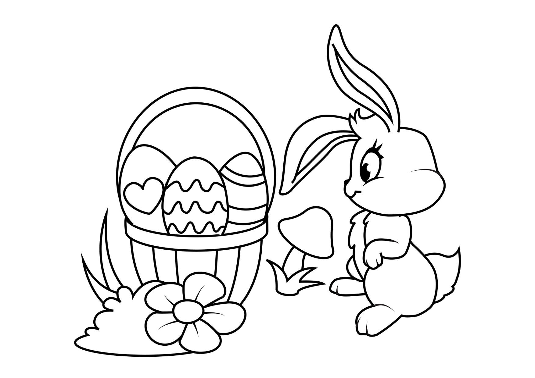 Malvorlage  osterhase mit osternest