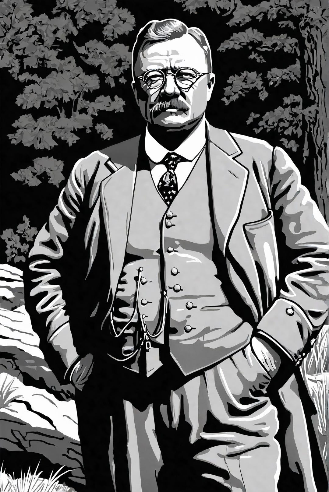 Malvorlage  prA¤sident theodore roosevelt in der natur