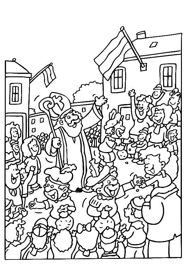 Malvorlage  sankt nikolaus und helfer