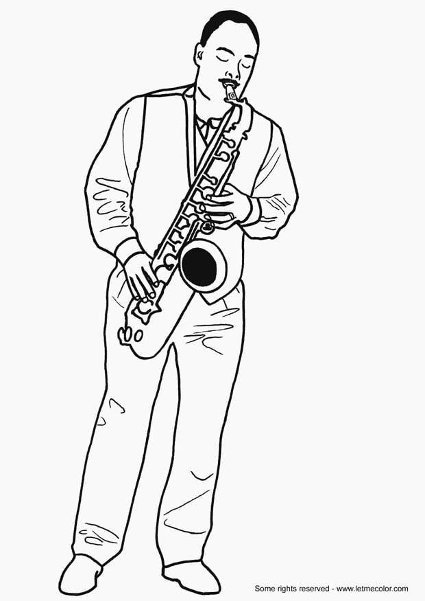 Malvorlage  saxophonist