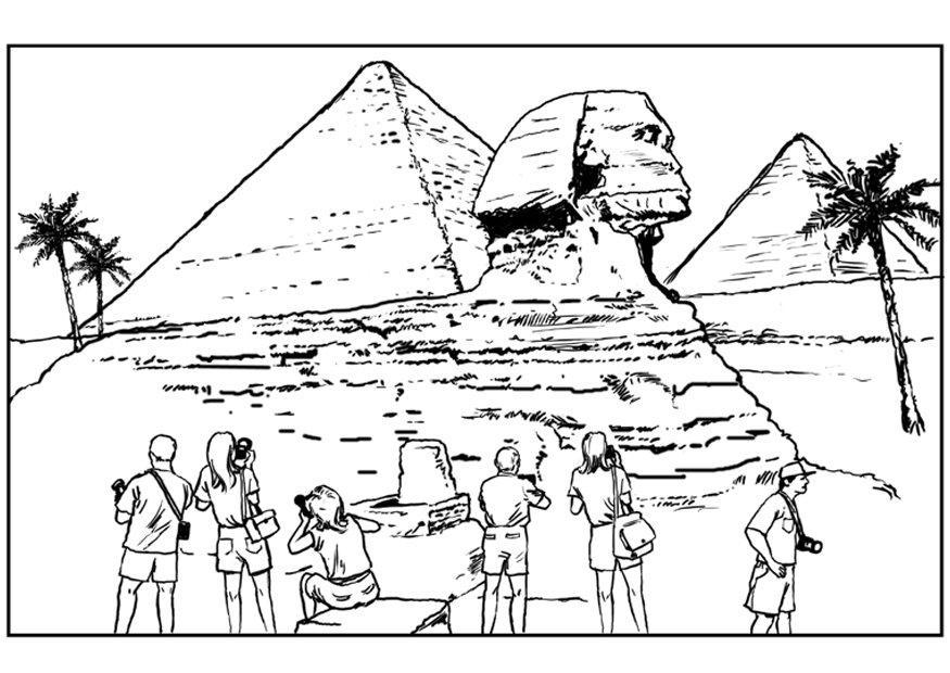 Malvorlage  sphinx und pyramiden