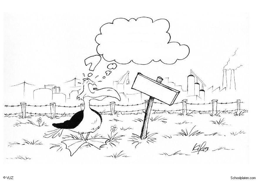 Malvorlage  vogel bei fabrik