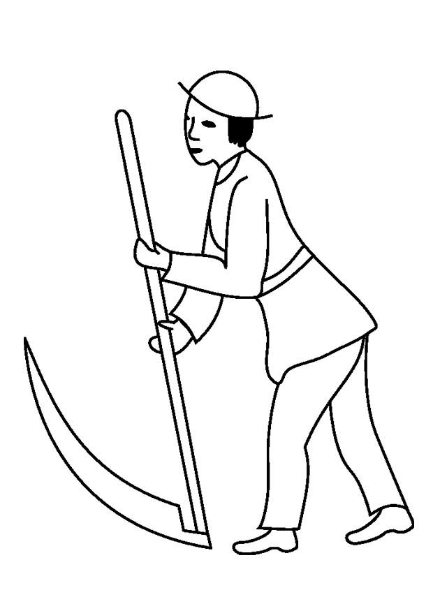 Malvorlage mann mit sichel
