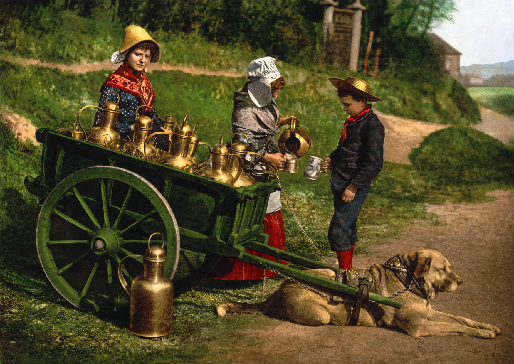 milchverkA¤ufer mit hundekarre - 1890 belgien Foto milchverkA¤ufer mit hundekarre - 1890 belgien