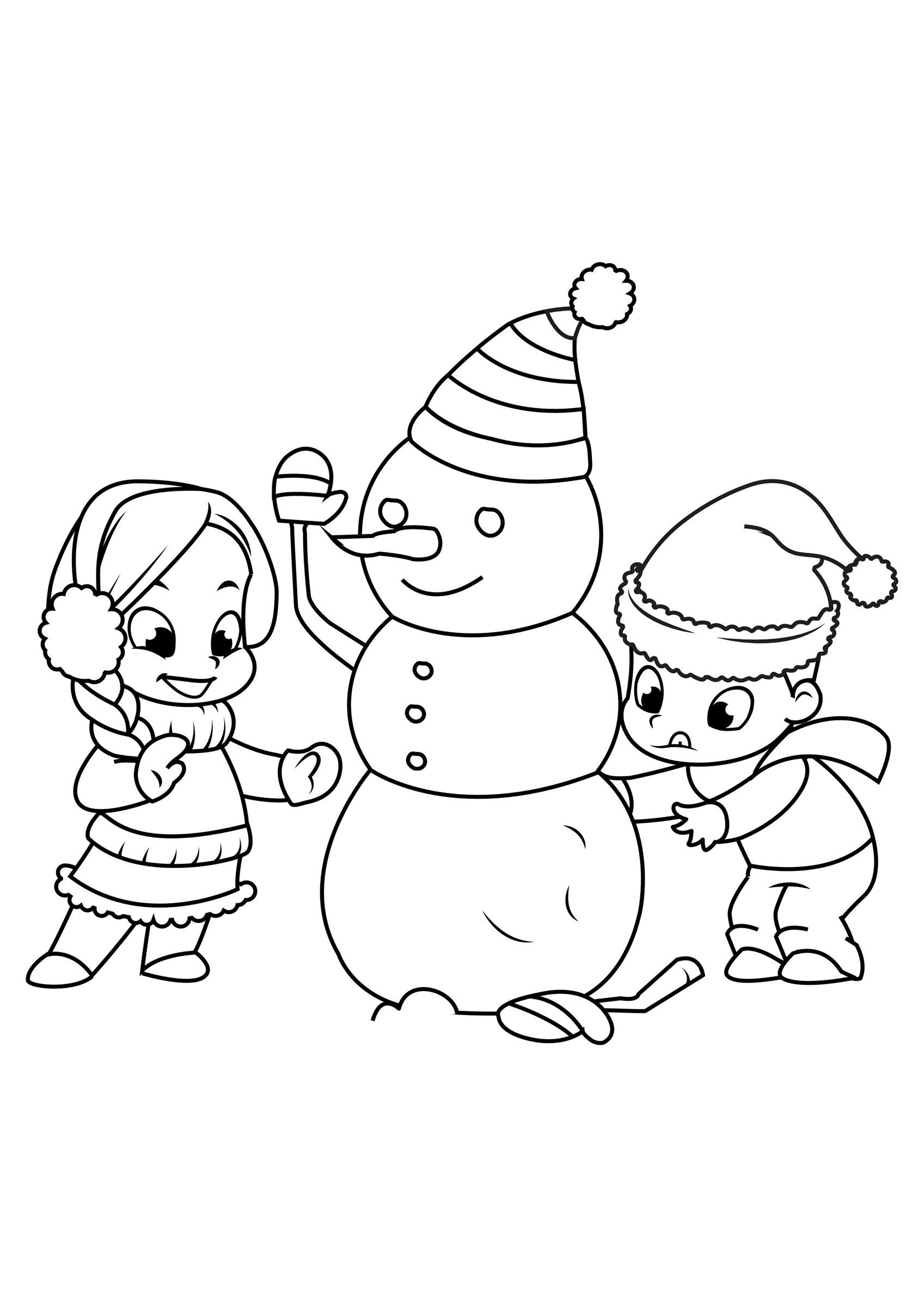 mit schneemann spielen Malvorlage mit schneemann spielen