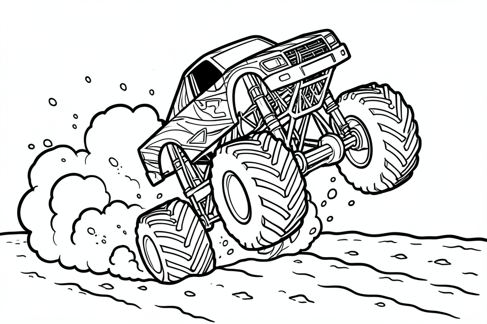 Malvorlage monstertruck-rennen