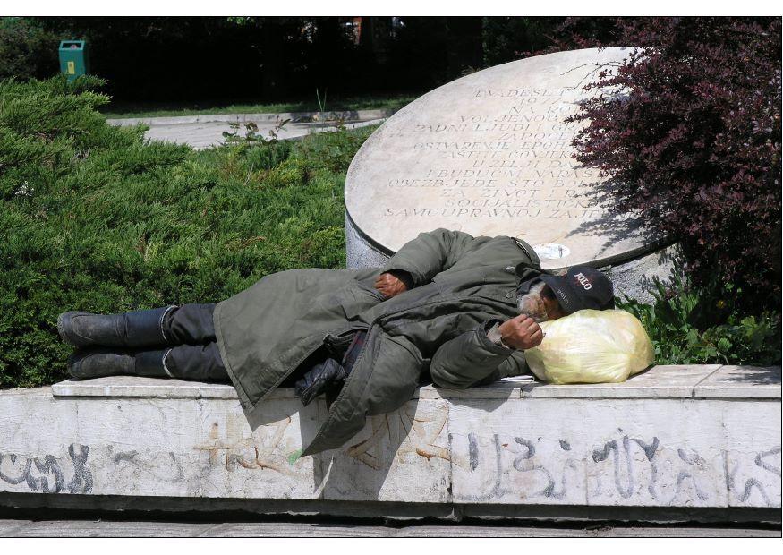 obdachloser in sarajevo Foto obdachloser in sarajevo