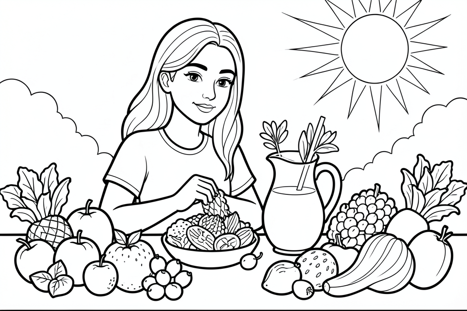 obst und gemA¼se an einem sommertag Malvorlage obst und gemA¼se an einem sommertag