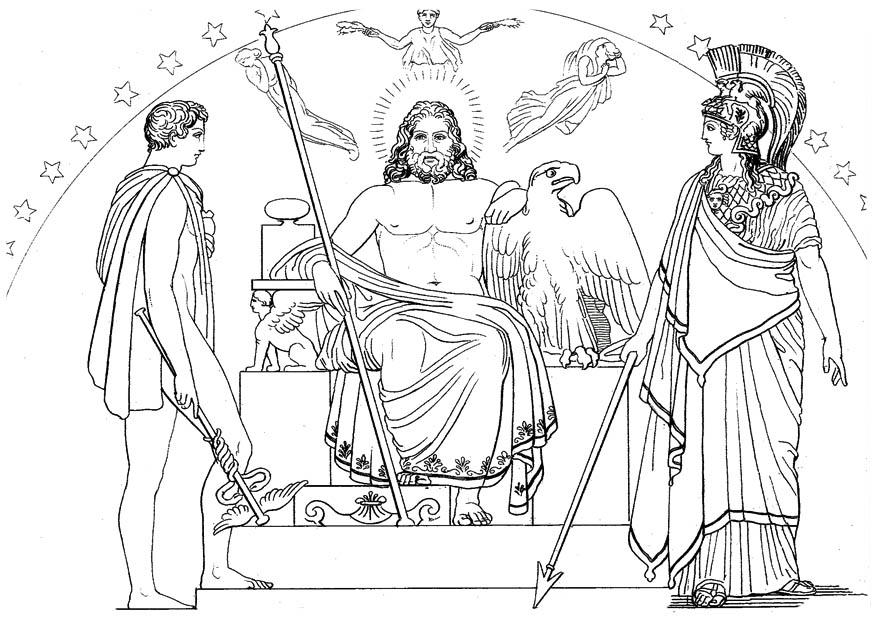 odysseus - hermes, zeus und athena Malvorlage odysseus - hermes, zeus und athena