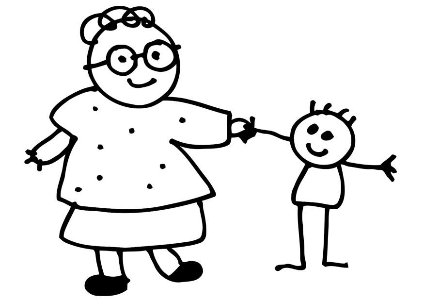 Malvorlage oma und kind