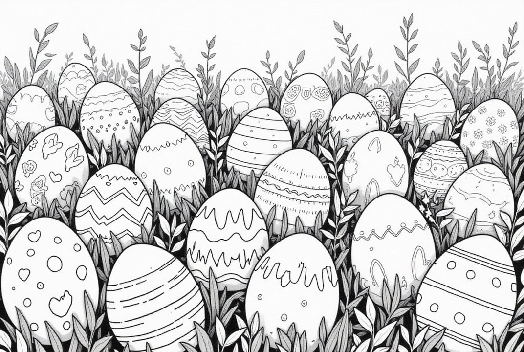 ostereier im garten Malvorlage ostereier im garten