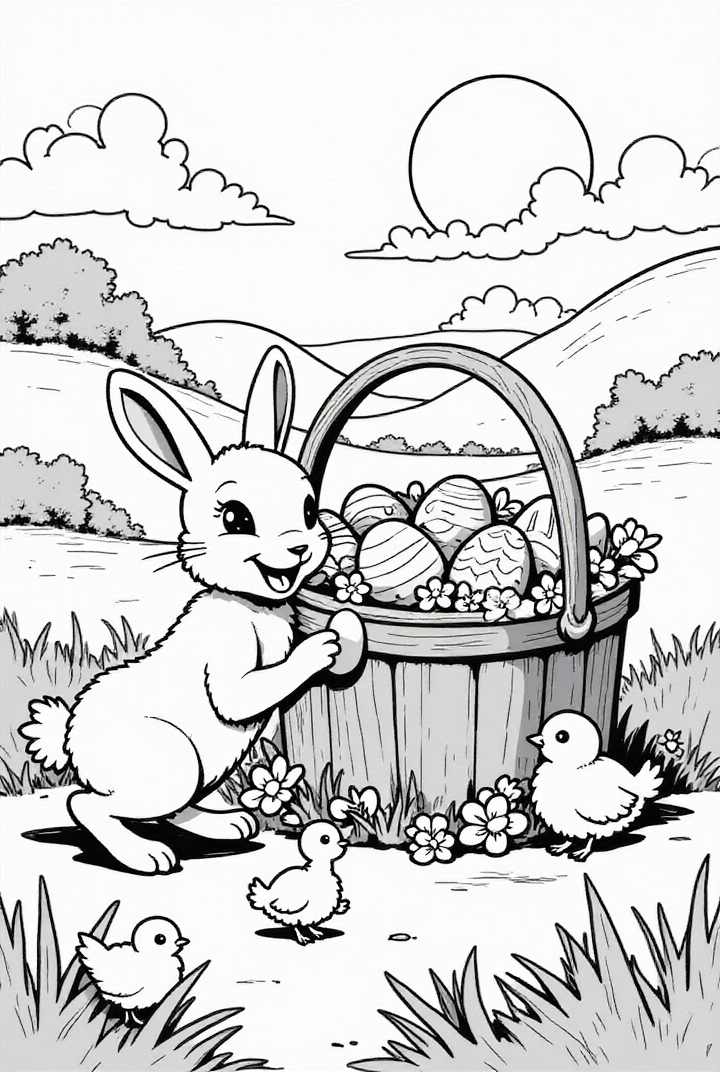 osterhase mit kA¼ken Malvorlage osterhase mit kA¼ken