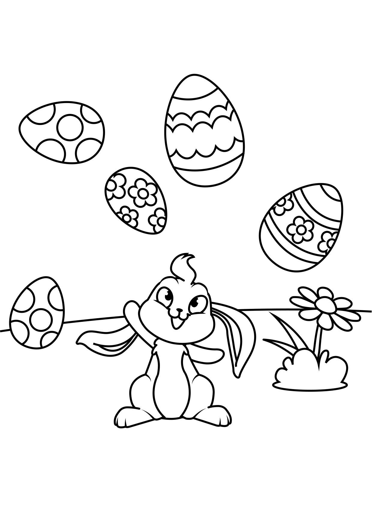 osterhase spielt mit ostereiern Malvorlage osterhase spielt mit ostereiern