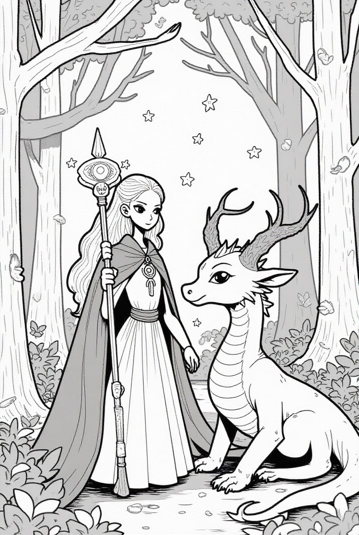 prinzessin im wald mit drachen Malvorlage prinzessin im wald mit drachen