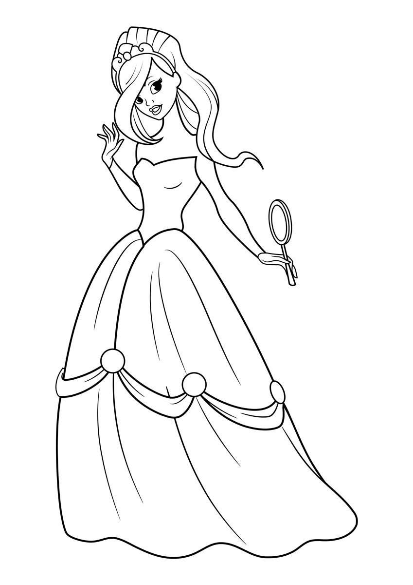Malvorlage prinzessin mit spiegel