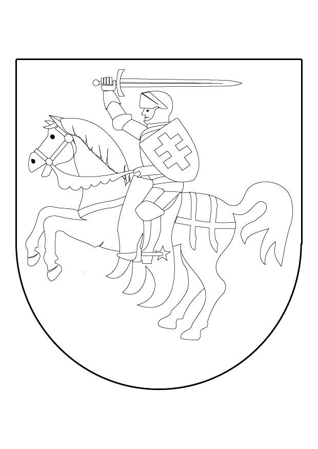 ritter zu pferd auf schild Malvorlage ritter zu pferd auf schild