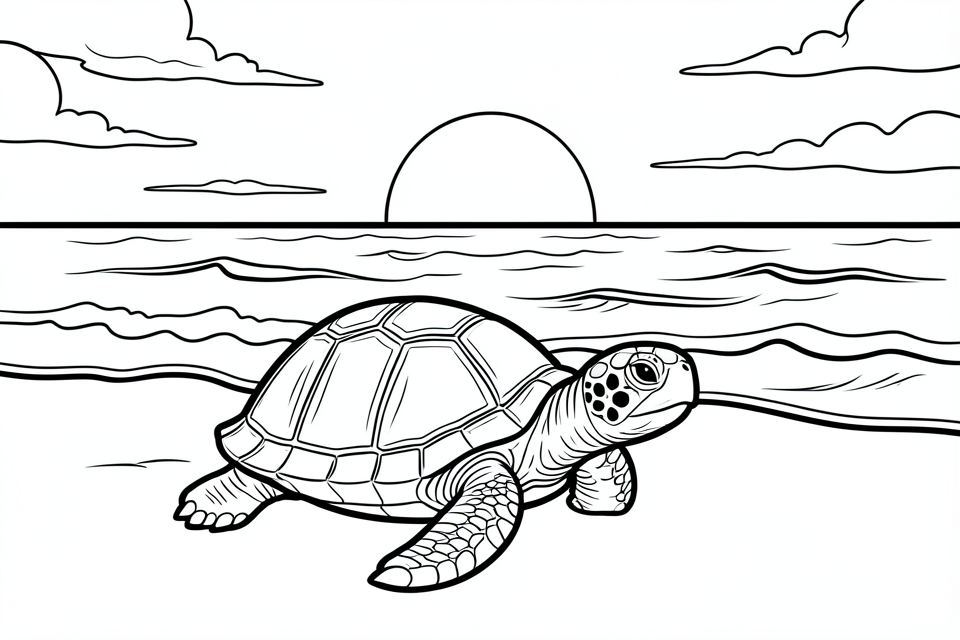 schildkrA¶te am strand bei einem wunderschA¶nen sonnenuntergang Malvorlage schildkrA¶te am strand bei einem wunderschA¶nen sonnenuntergang