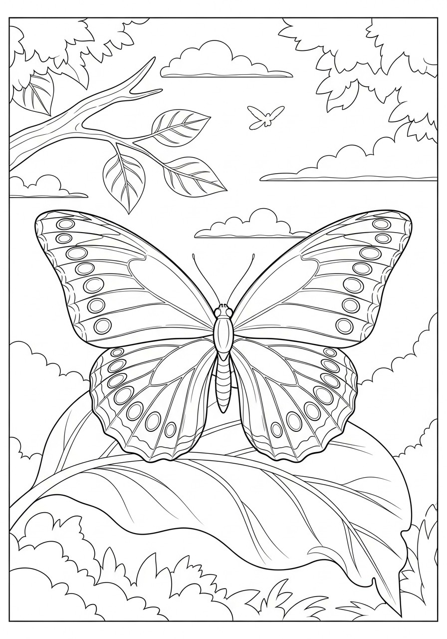schmetterling auf einem blatt Malvorlage schmetterling auf einem blatt