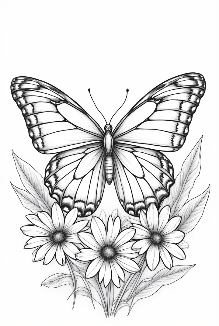 schmetterling mit blumen Malvorlage schmetterling mit blumen