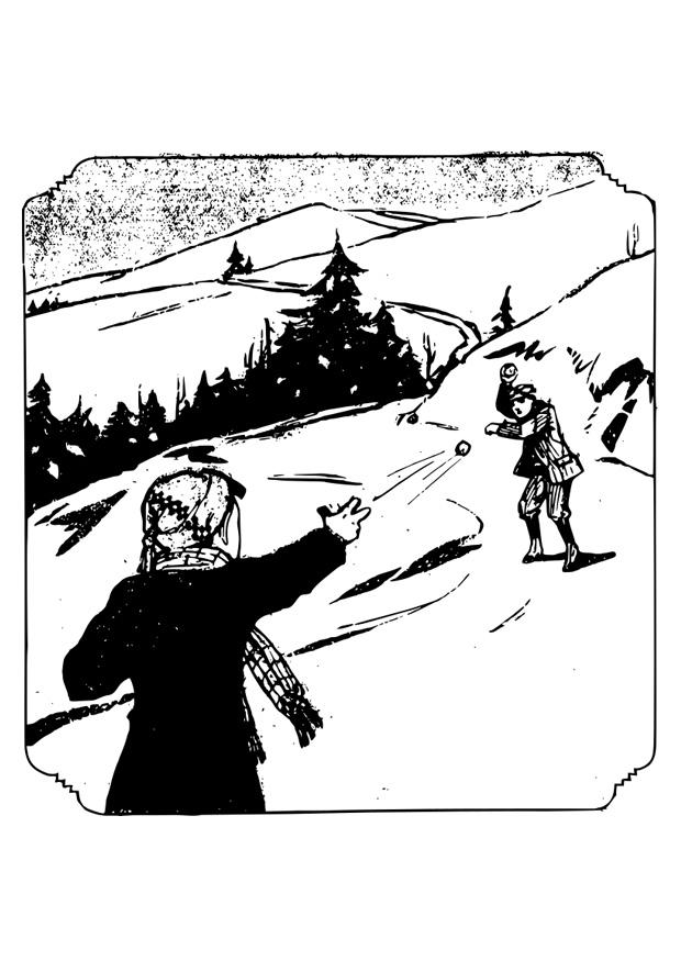schneeballschlacht Malvorlage schneeballschlacht