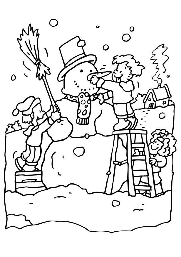 schneemann bauen Malvorlage schneemann bauen