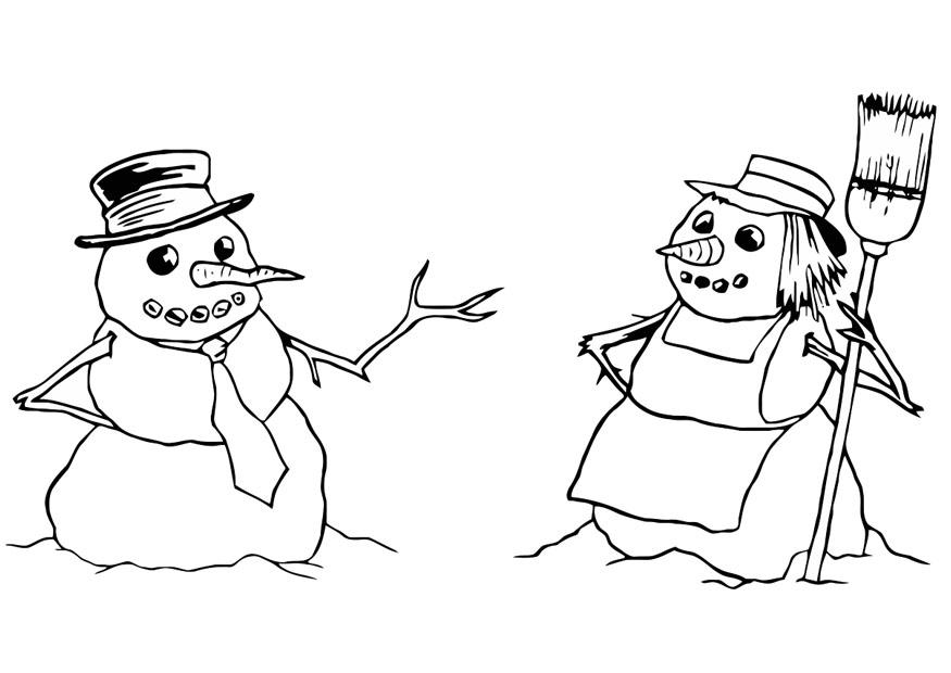 schneemann und schneefrau Malvorlage schneemann und schneefrau