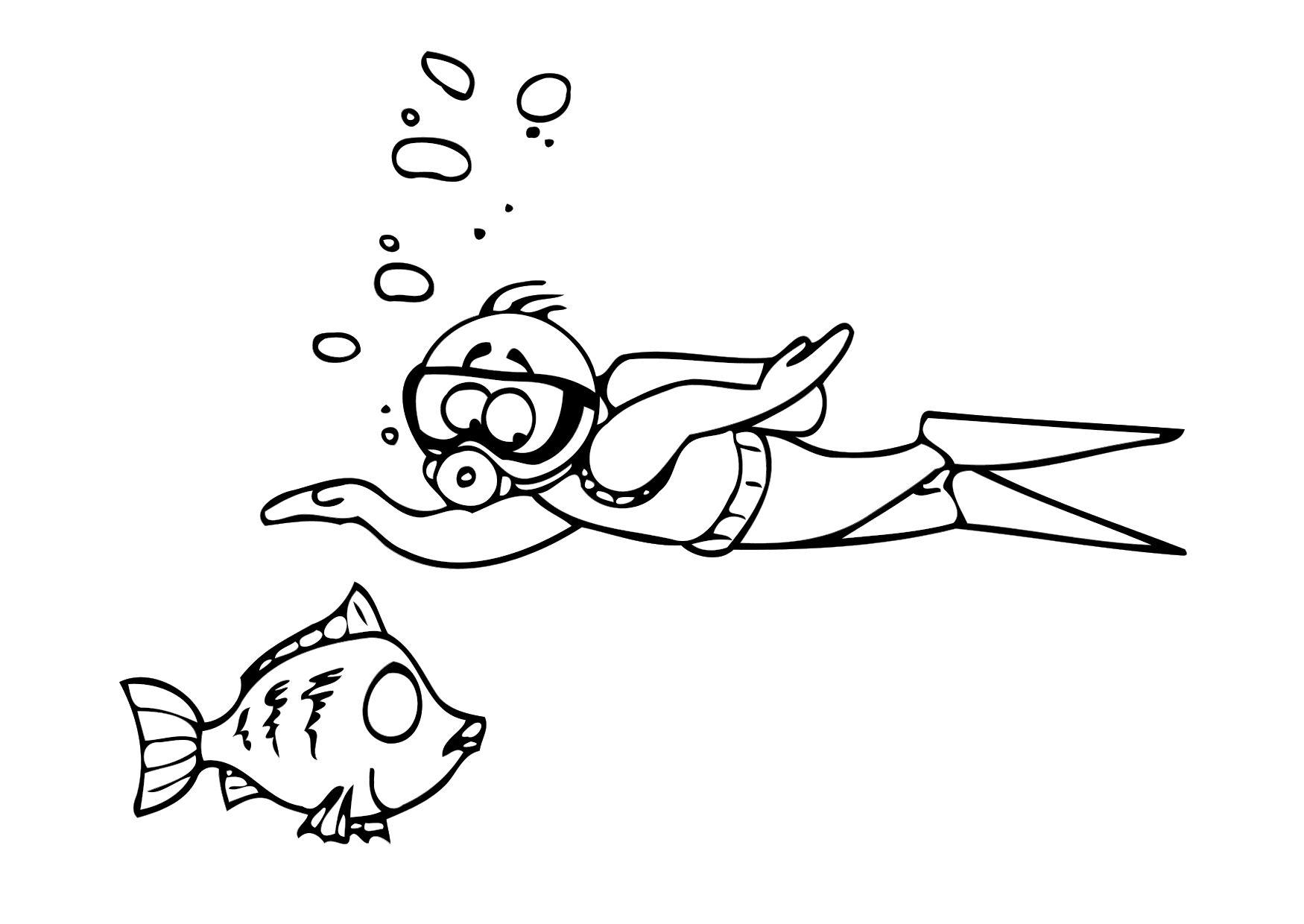 Malvorlage schwimmen