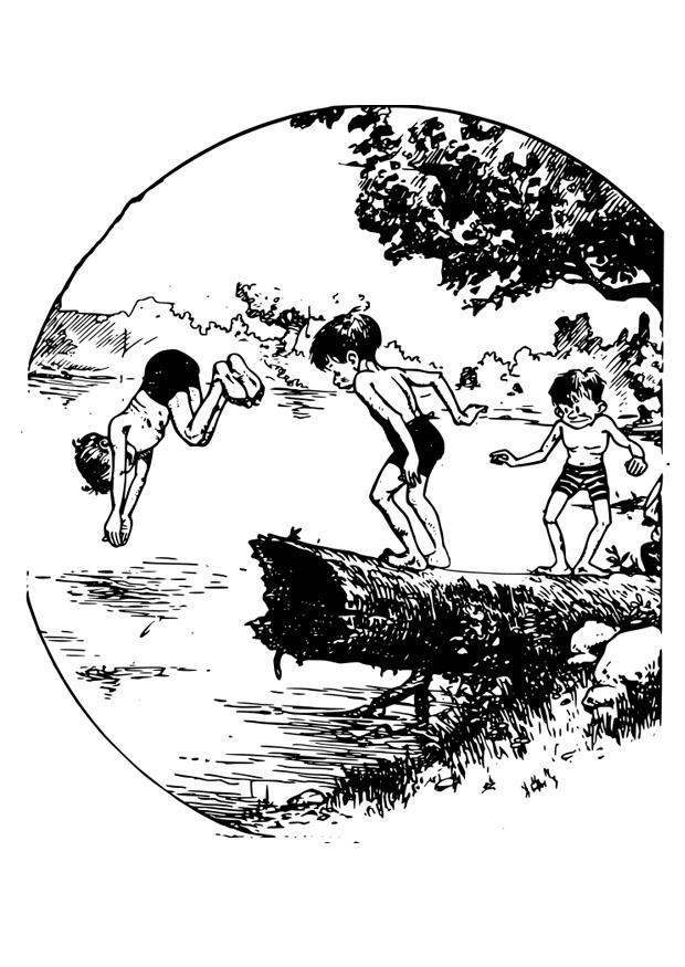 schwimmen in einem teich Malvorlage schwimmen in einem teich