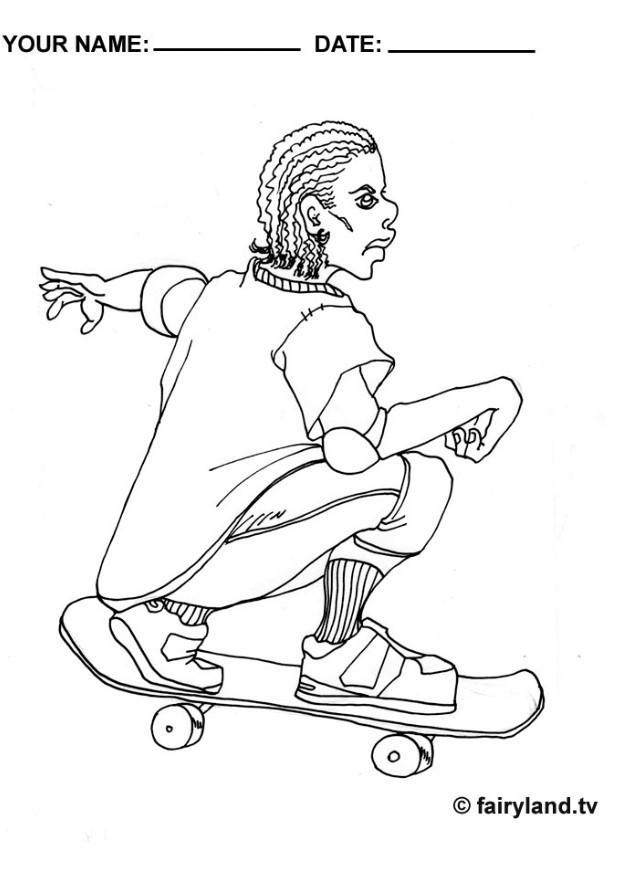 Malvorlage skateboarden cool