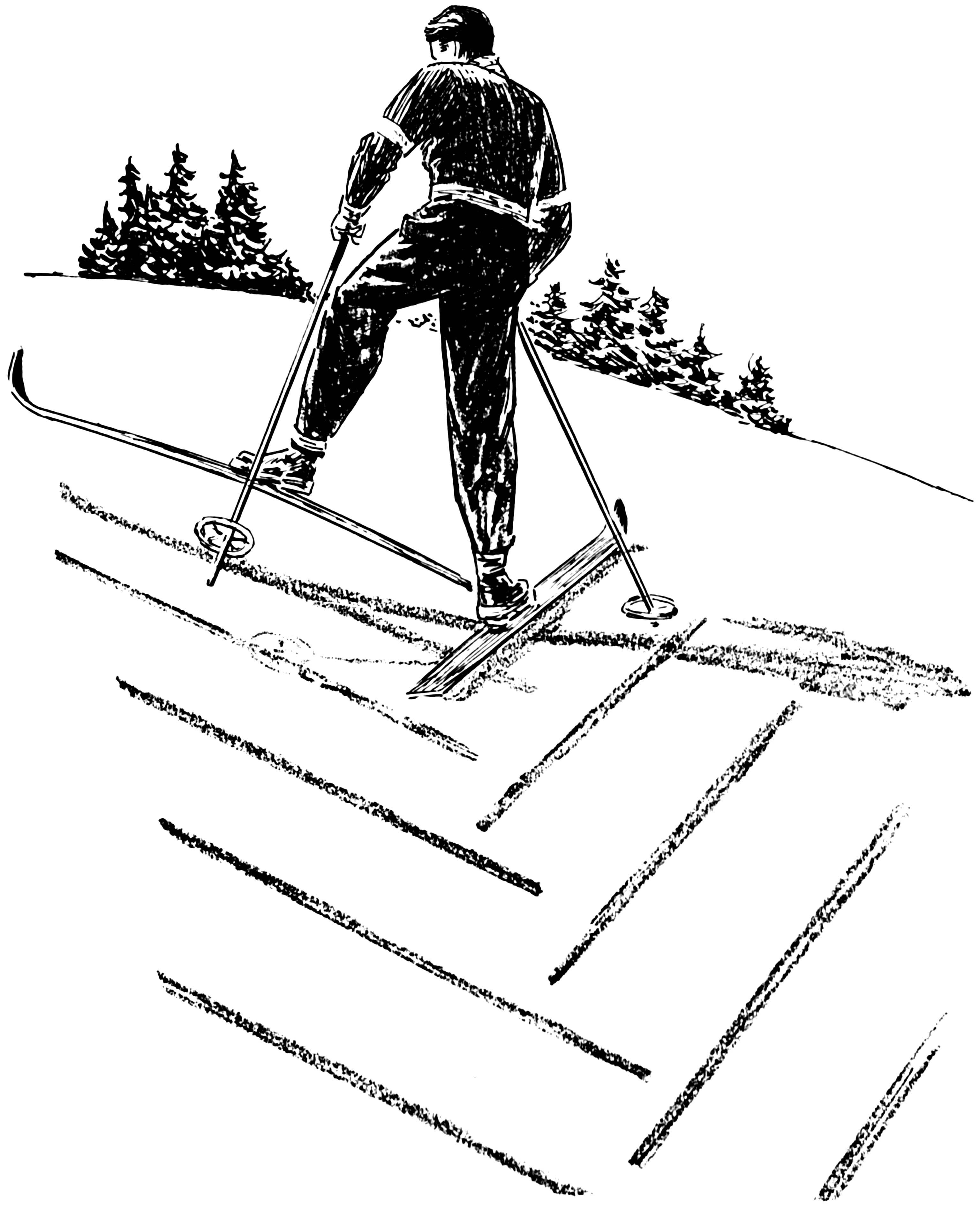 ski fahren - bergauf gehen Malvorlage ski fahren - bergauf gehen