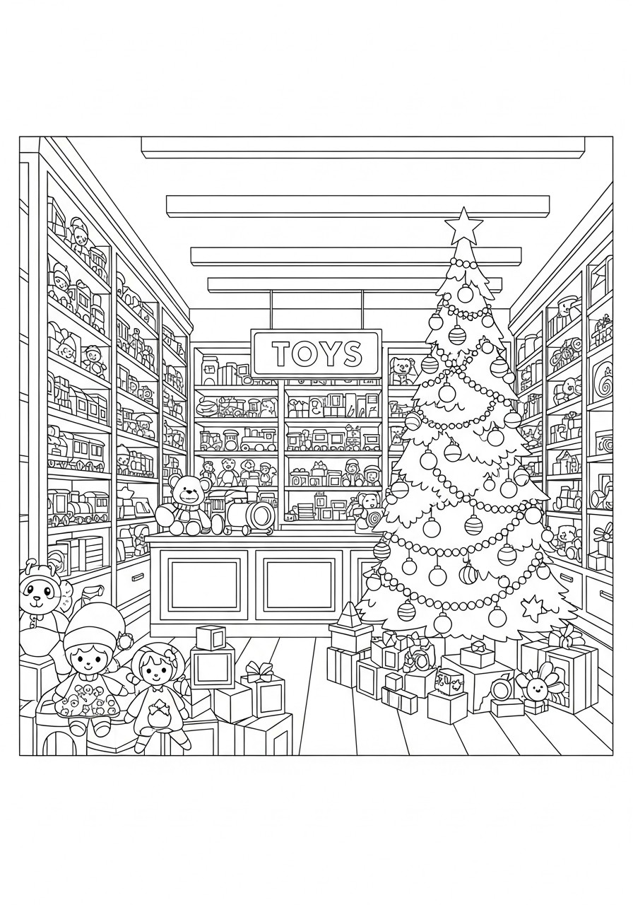spielzeugladen weihnachten Malvorlage spielzeugladen weihnachten