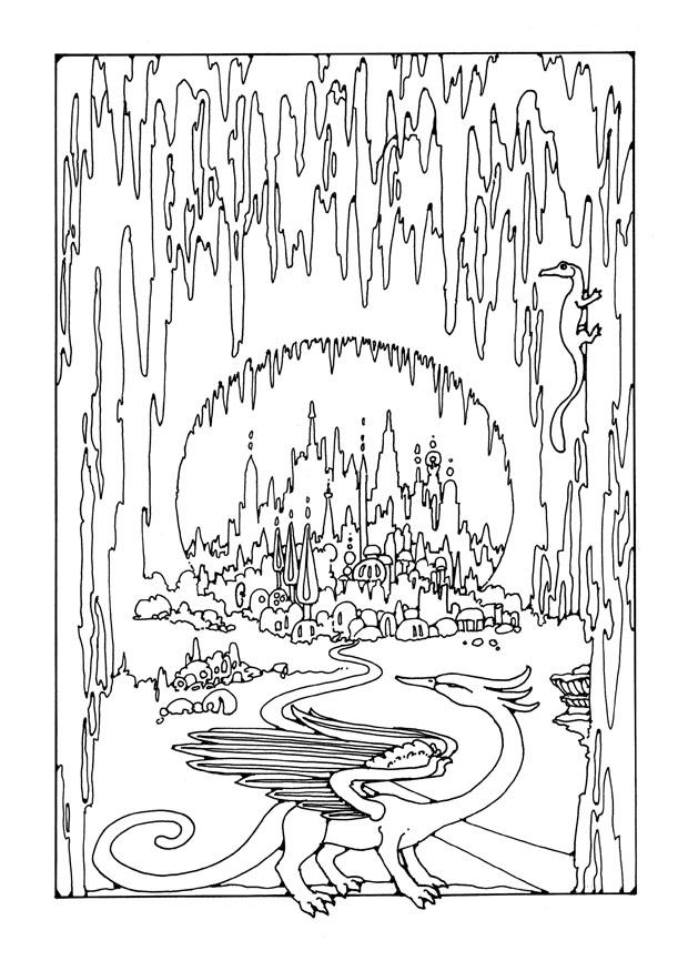 Malvorlage stadt in grotte