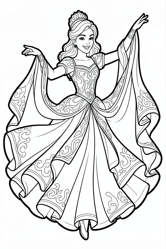 Malvorlage tanzende prinzessin