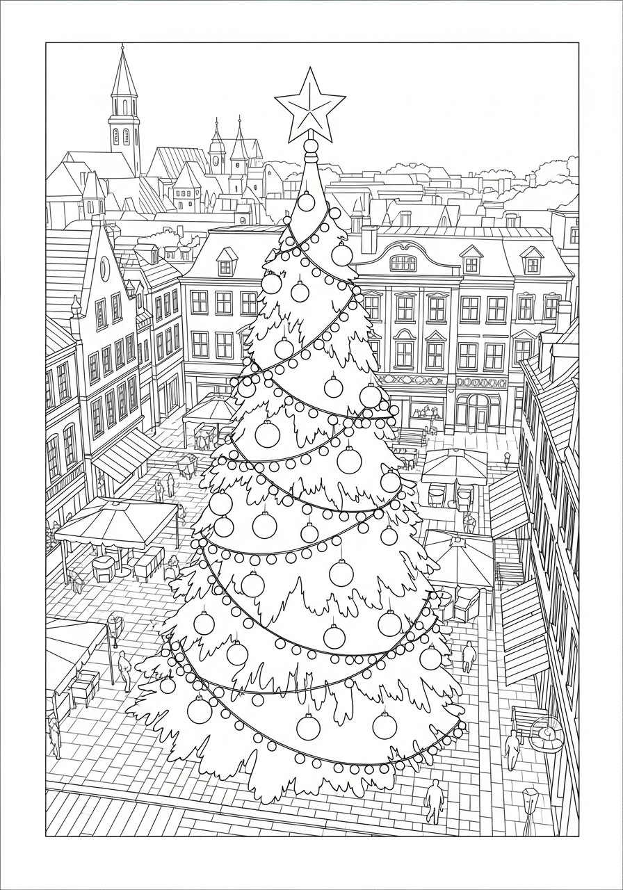 weihnachtsbaum auf dem platz Malvorlage weihnachtsbaum auf dem platz