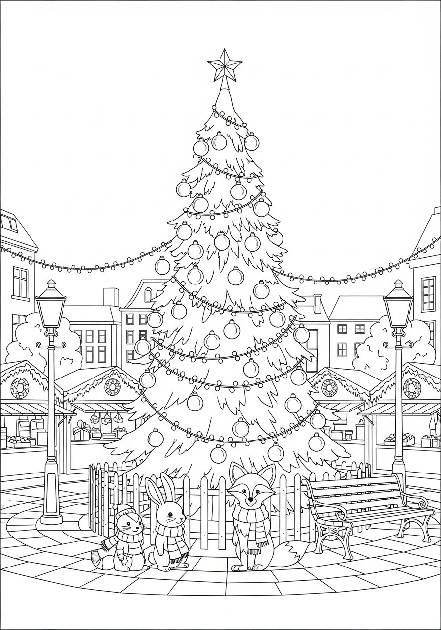 weihnachtsbaum auf dem weihnachtsmarkt Malvorlage weihnachtsbaum auf dem weihnachtsmarkt