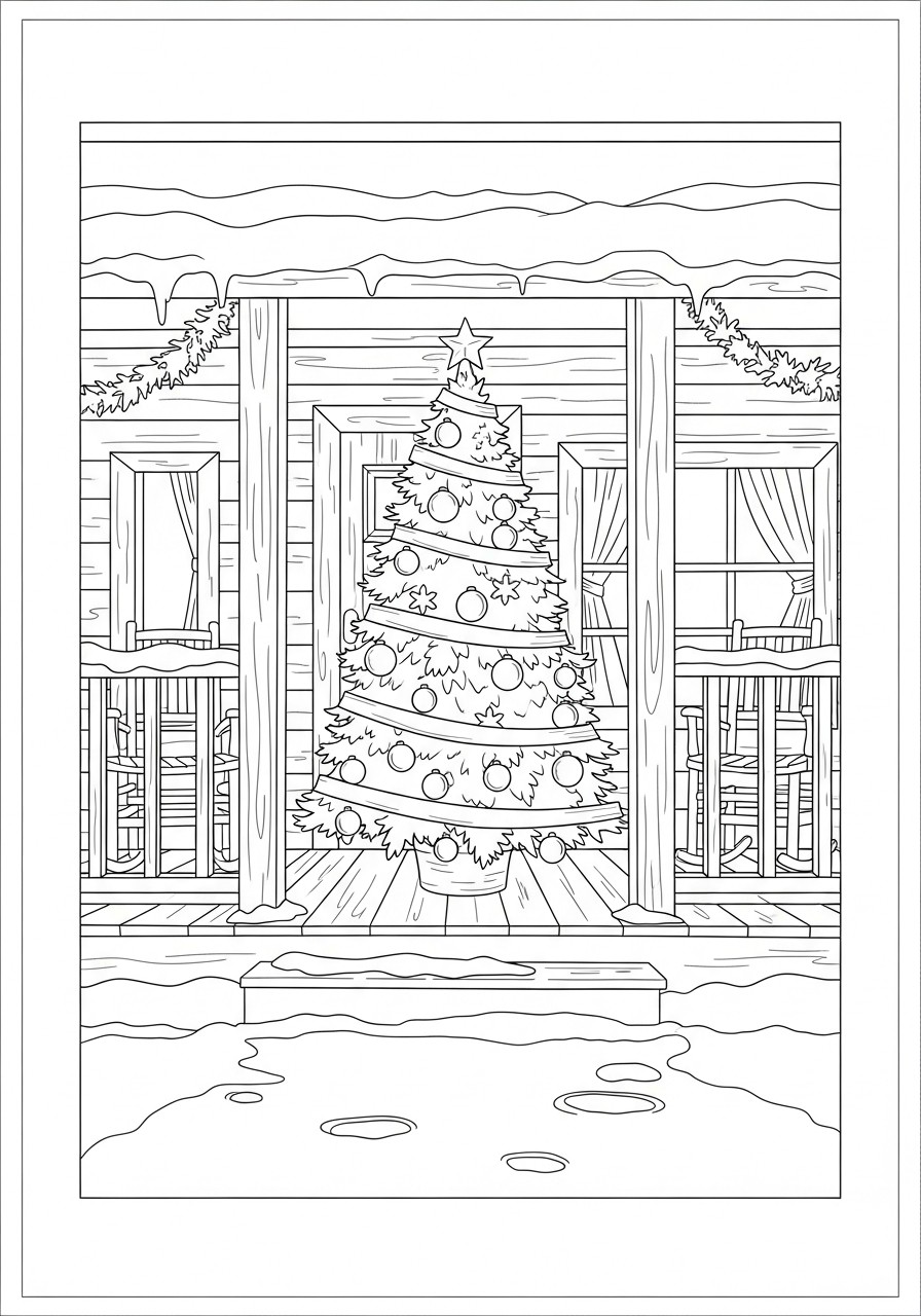 weihnachtsbaum auf der terrasse Malvorlage weihnachtsbaum auf der terrasse