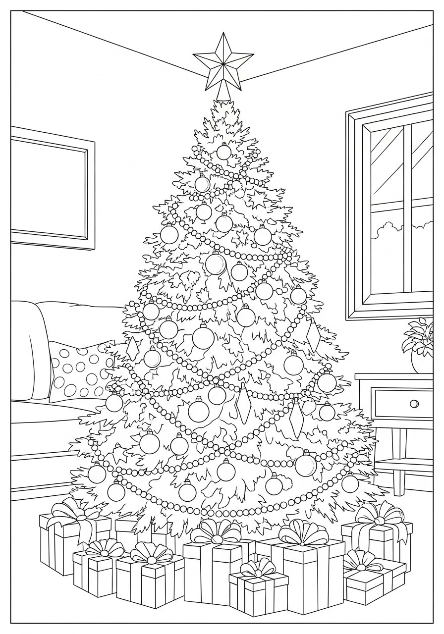 weihnachtsbaum im wohnzimmer Malvorlage weihnachtsbaum im wohnzimmer