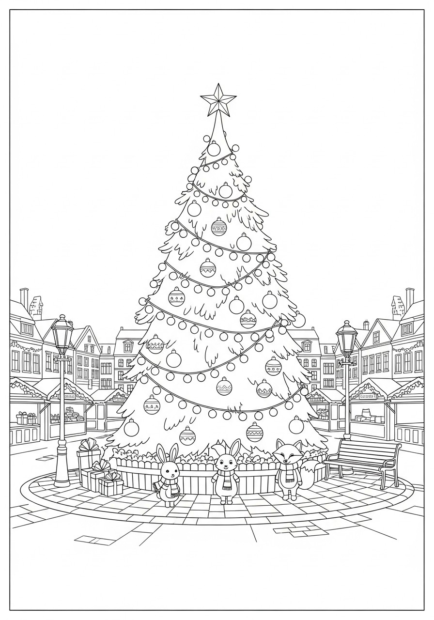 weihnachtsbaum in der stadt Malvorlage weihnachtsbaum in der stadt