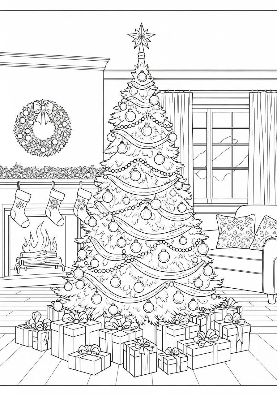 weihnachtsbaum mit geschenken Malvorlage weihnachtsbaum mit geschenken