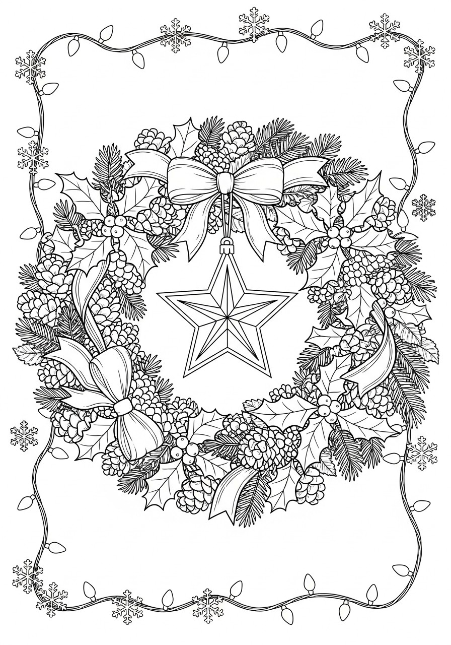 weihnachtskranz mit lichtern Malvorlage weihnachtskranz mit lichtern