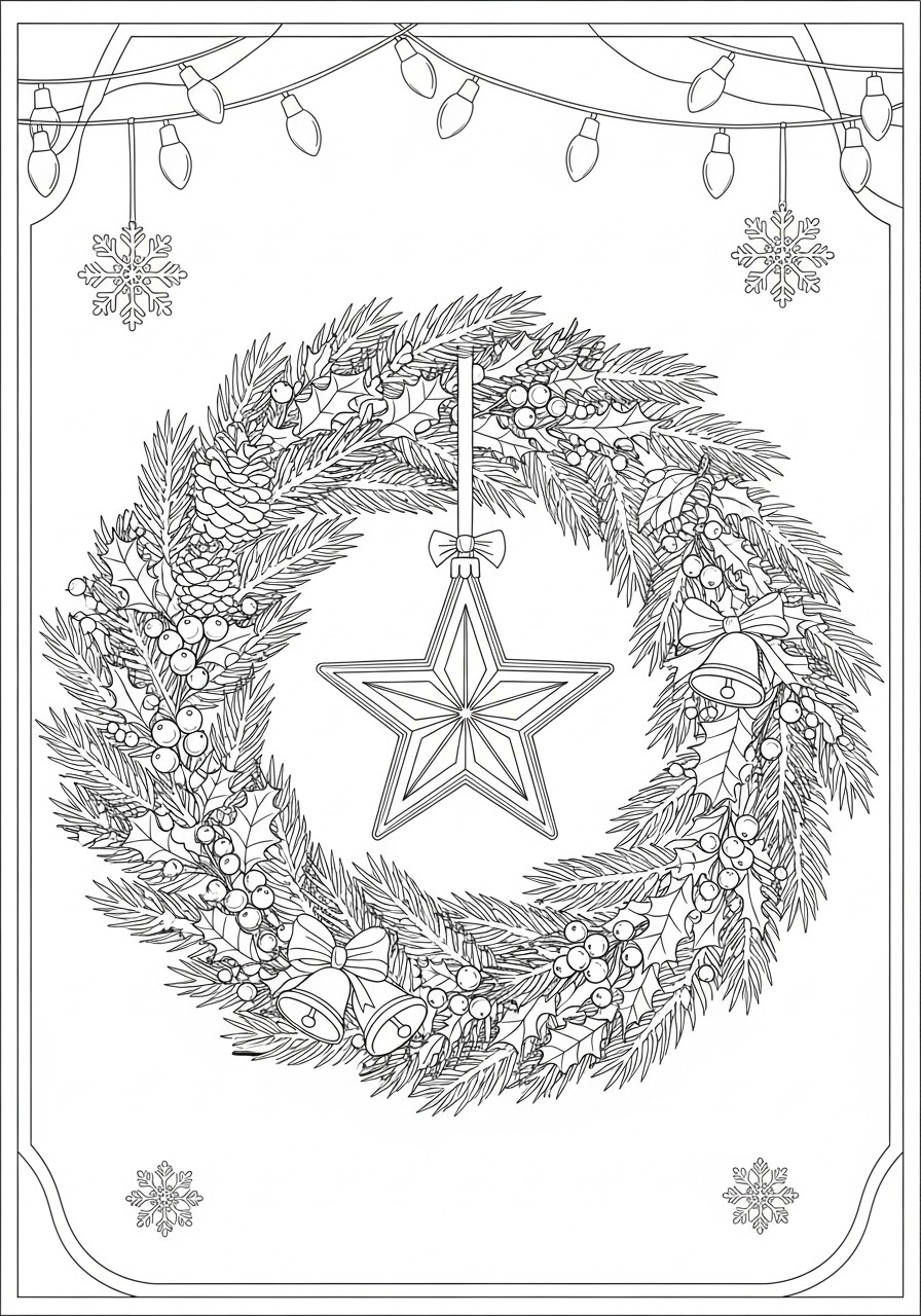 Malvorlage weihnachtskranz mit stern