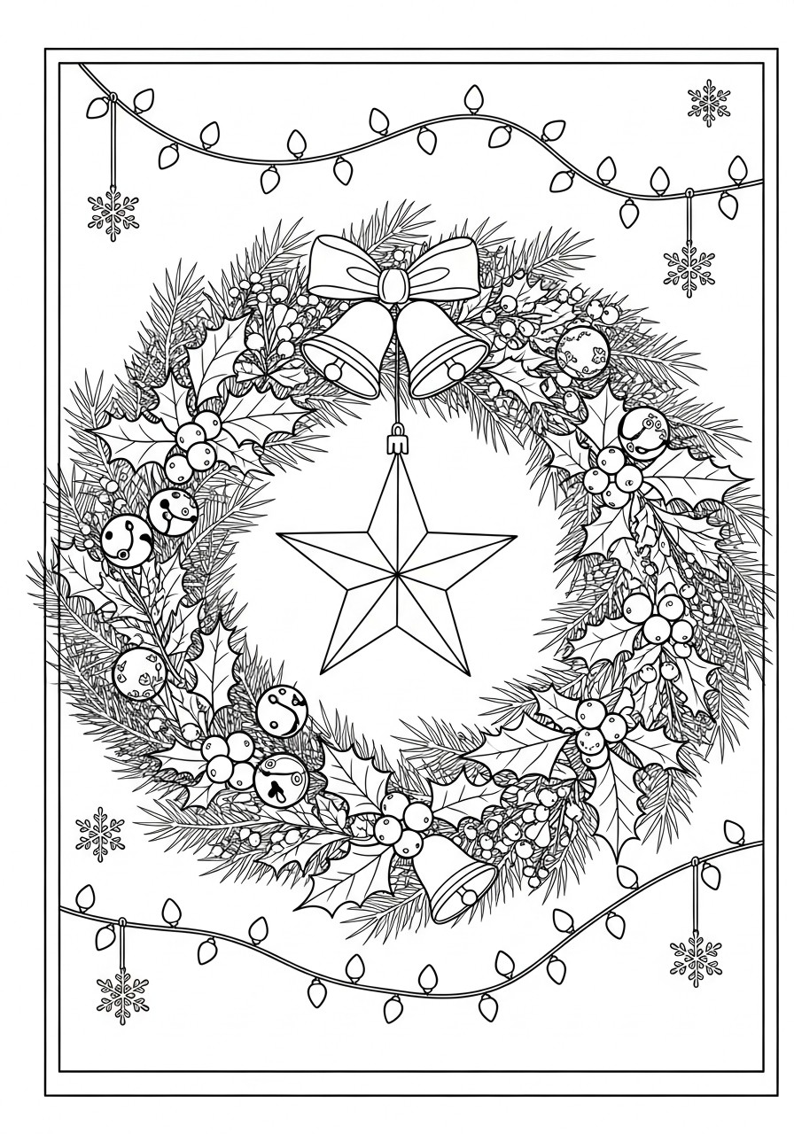 weihnachtskranz mit stern Malvorlage weihnachtskranz mit stern