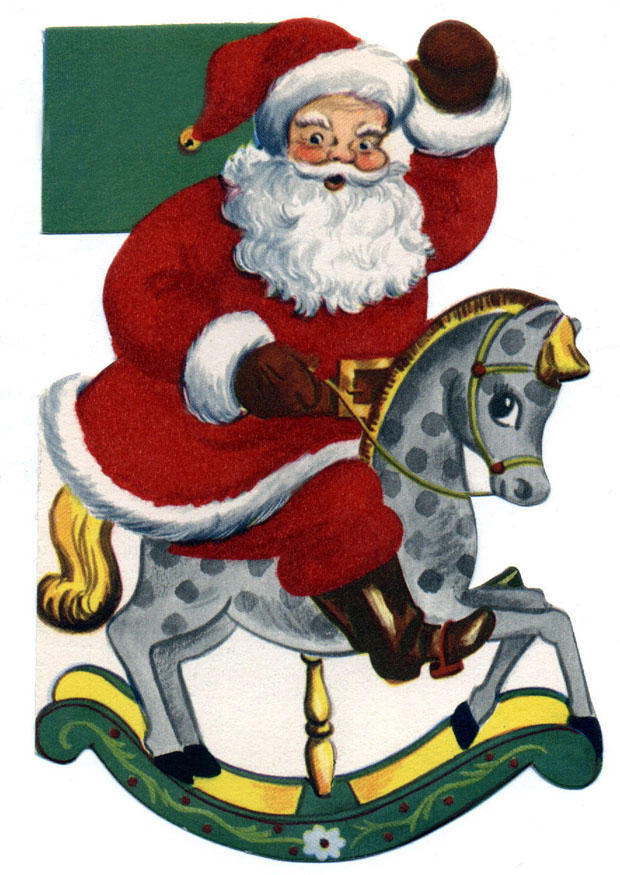 weihnachtsmann auf schaukelpferd Bild weihnachtsmann auf schaukelpferd