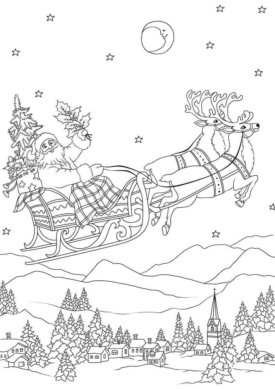 weihnachtsmann im schlitten Malvorlage weihnachtsmann im schlitten