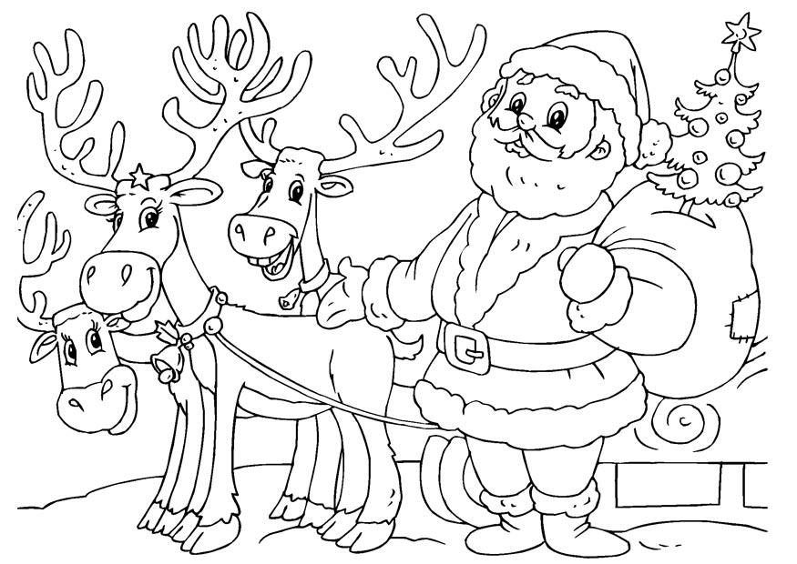 weihnachtsmann mit rentieren Malvorlage weihnachtsmann mit rentieren