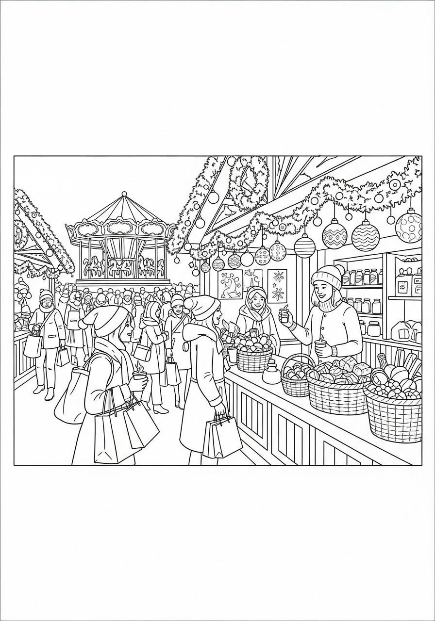 Malvorlage weihnachtsmarkt
