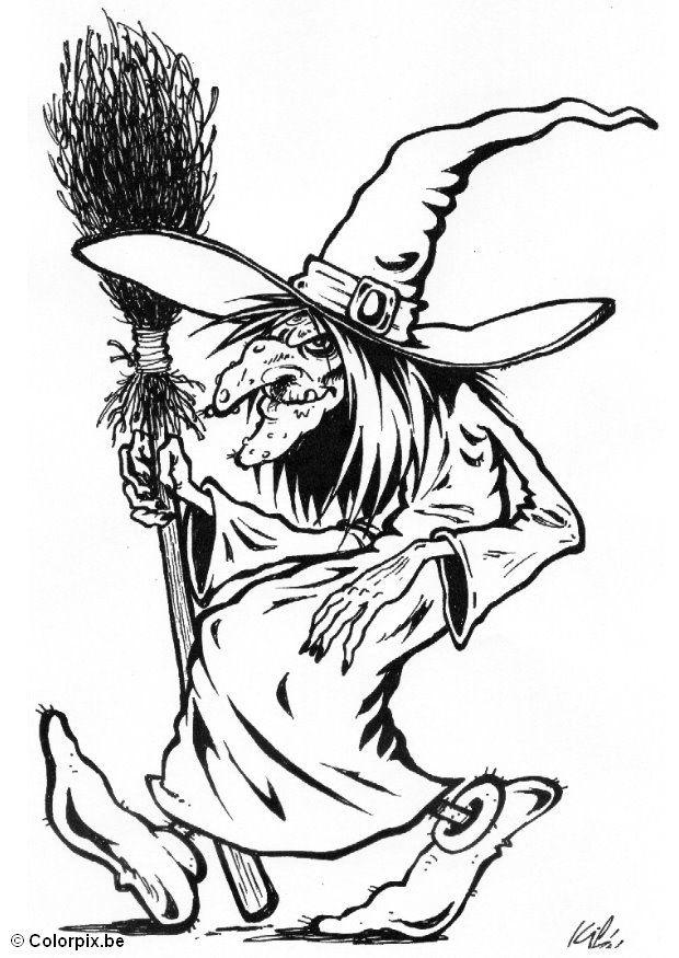 Malvorlage 02 Halloween Hexe - Kostenlose Ausmalbilder Zum Ausdrucken