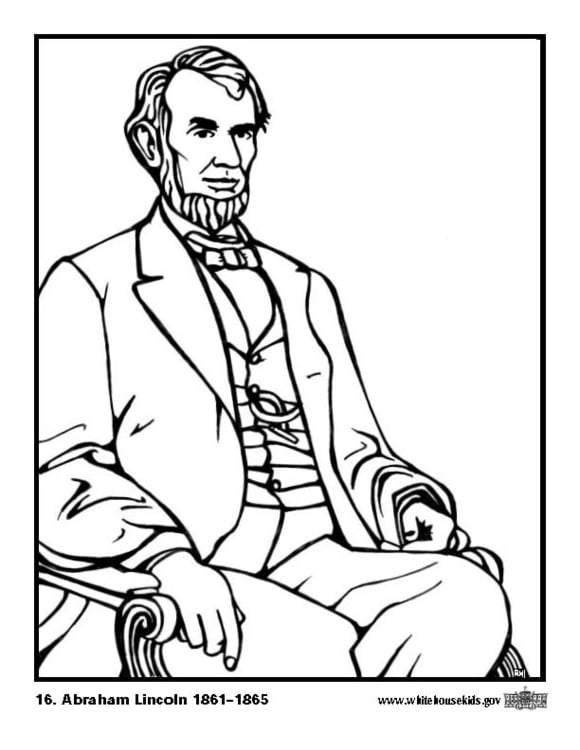 Malvorlage  16 Abraham Lincoln